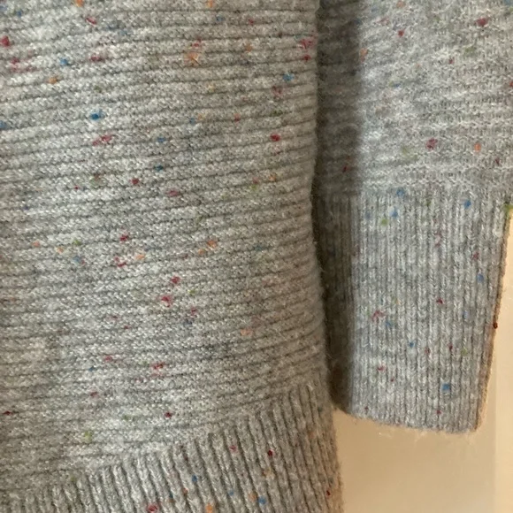 LOFT small sweater gray cowl neck ribbed - Picture 9 of 12